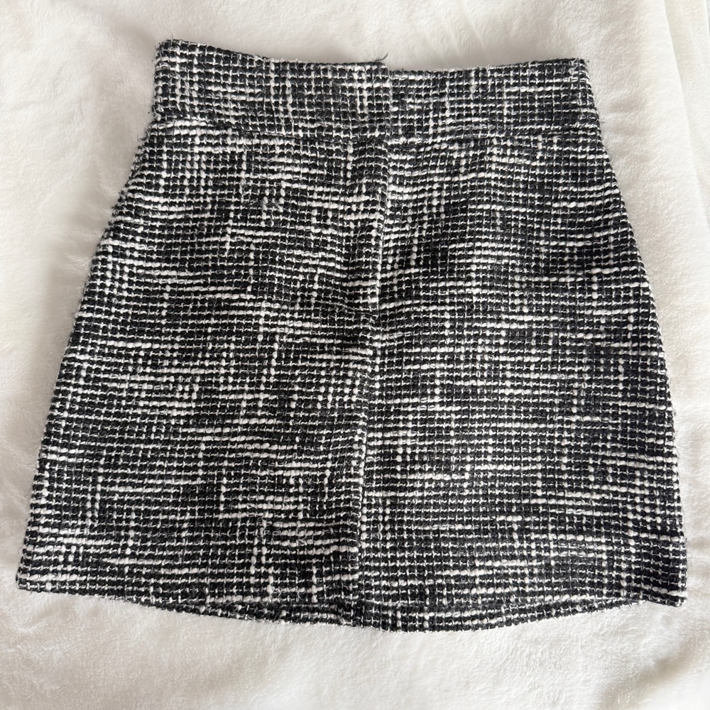 & Other Stories Woven Black and White Mini Skirt